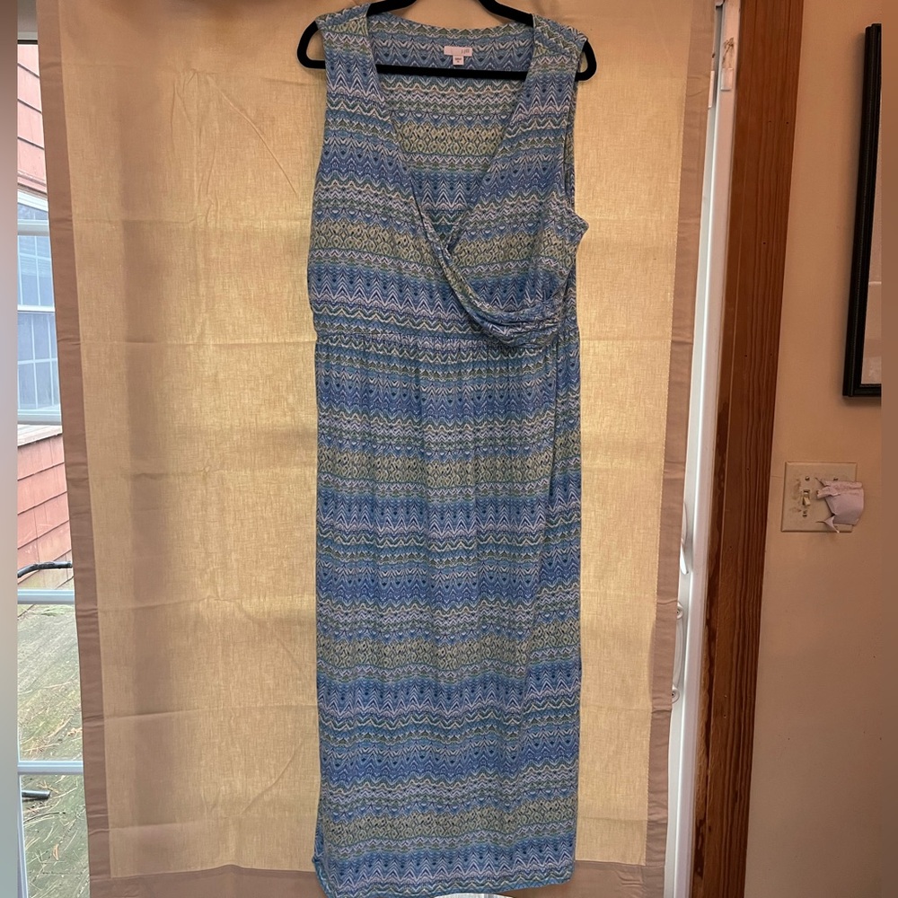 J. Jill Sleeveless Maxi Dress Faux Wrap Vacation Resort-wear Summer